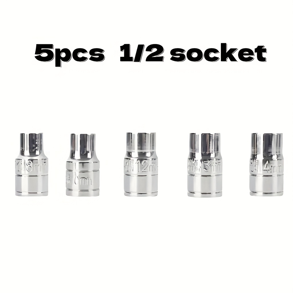 TEMU Impact Socket Wrench Set| 1/ 2inch Drive Head, Includes 8mm-14mm Sockets, Made Of Metal, /metric, Suitable For Car Repairs And Tire , Use