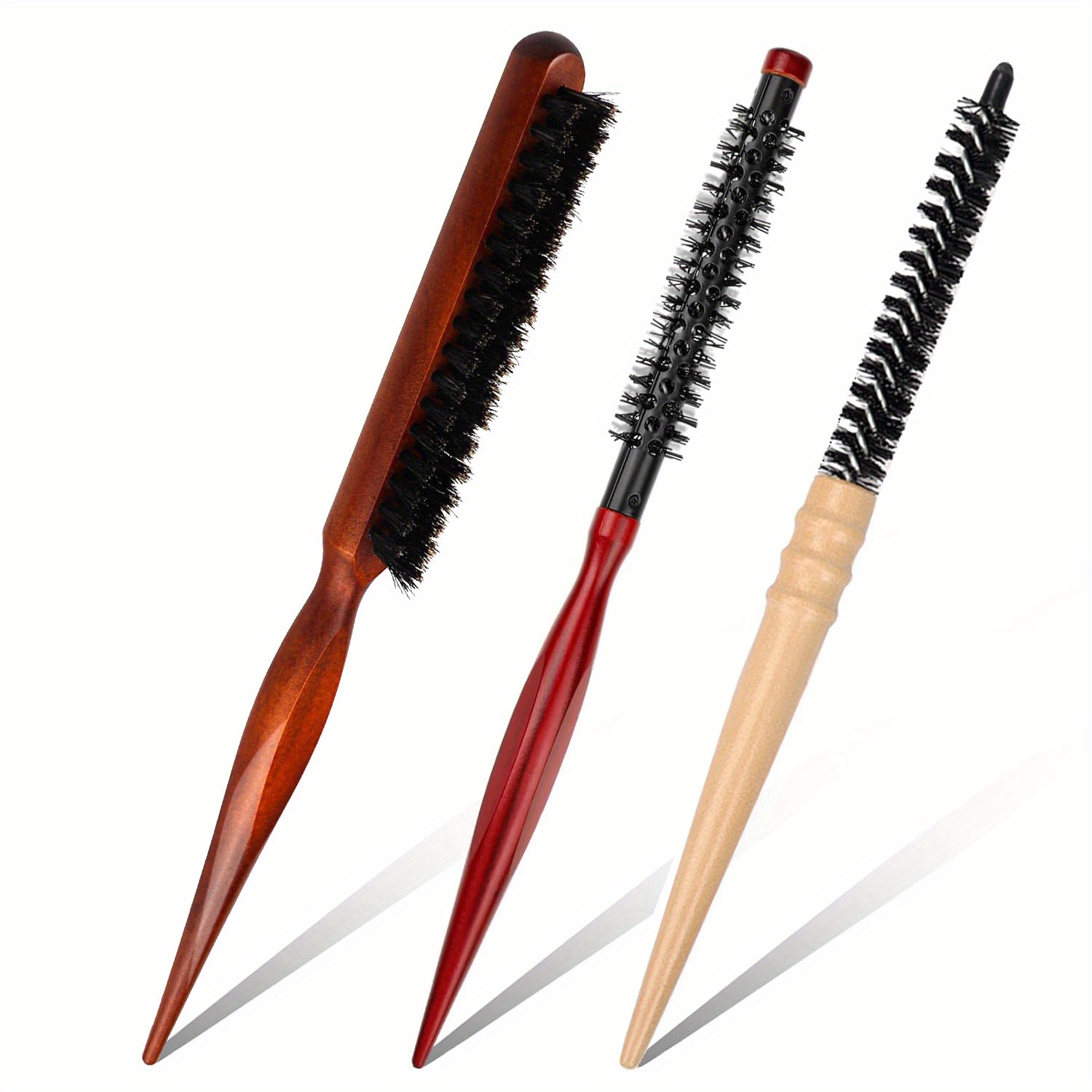 Set van 3 Houten Haarstyling Borstels - Inclusief een Ronde Föhnborstel en  een * Kam, met Nylon Haren voor Stijlen en Styling, Professionele  Kappersgereedschappen, Essentieel voor Styling | Elegant ..., image size:1500x1500