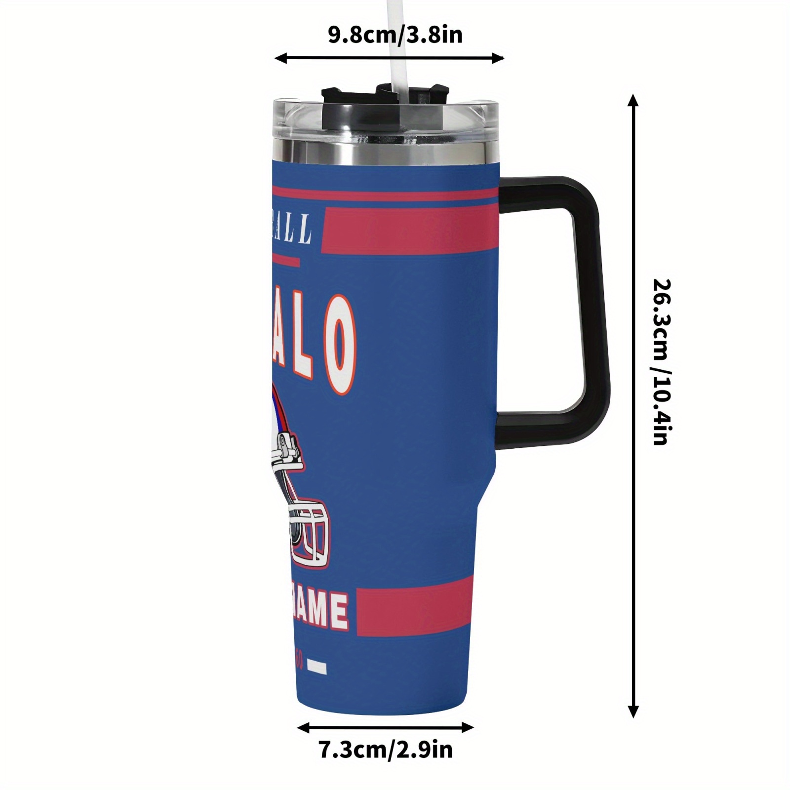 40oz 1pc customized buffalo football stainless steel insulated tumbler anti slip portable car cup personalized name travel cup hand wash only reusable maintains beverage hot or cold multi purpose for water iced tea coffee smoothies   car office home   for fan 5