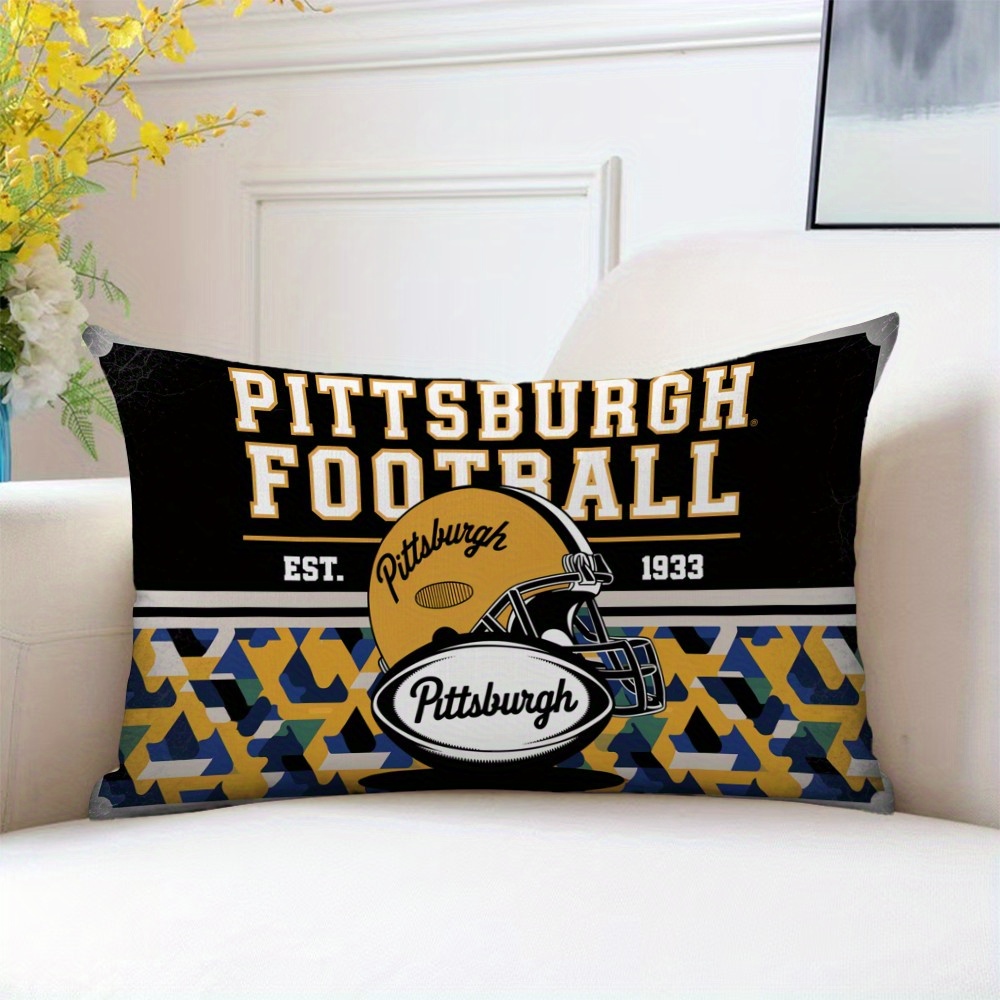 

1pc Pittsburgh Football Pillowcase, Contemporary Style, Double-sided Print, Polyester, Zipper Closure, Machine Washable, Woven Decorative Throw Pillow Cover For Room Types