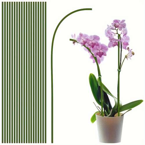 LUCKJUJU 30-Pack Plant Support Stakes With Clips - 3 Sizes (37cm/27cm/17cm), ABS & Fiberglass, For Orchids, Roses, Tall Flowers