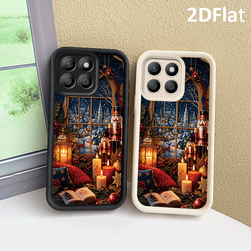 handyhülle: 2d-flache weihnachtsfensterszene-handyhülle, passend für honor x5/ /x5b/x5 /x6/x6b/x7/x7a/x7b/x7c/x8/x8a/x8b/x8c/x9a/x9b/x9c/200/200 pro/200 lite/200 smart/400/400 pro/400 lite, 2d-flach