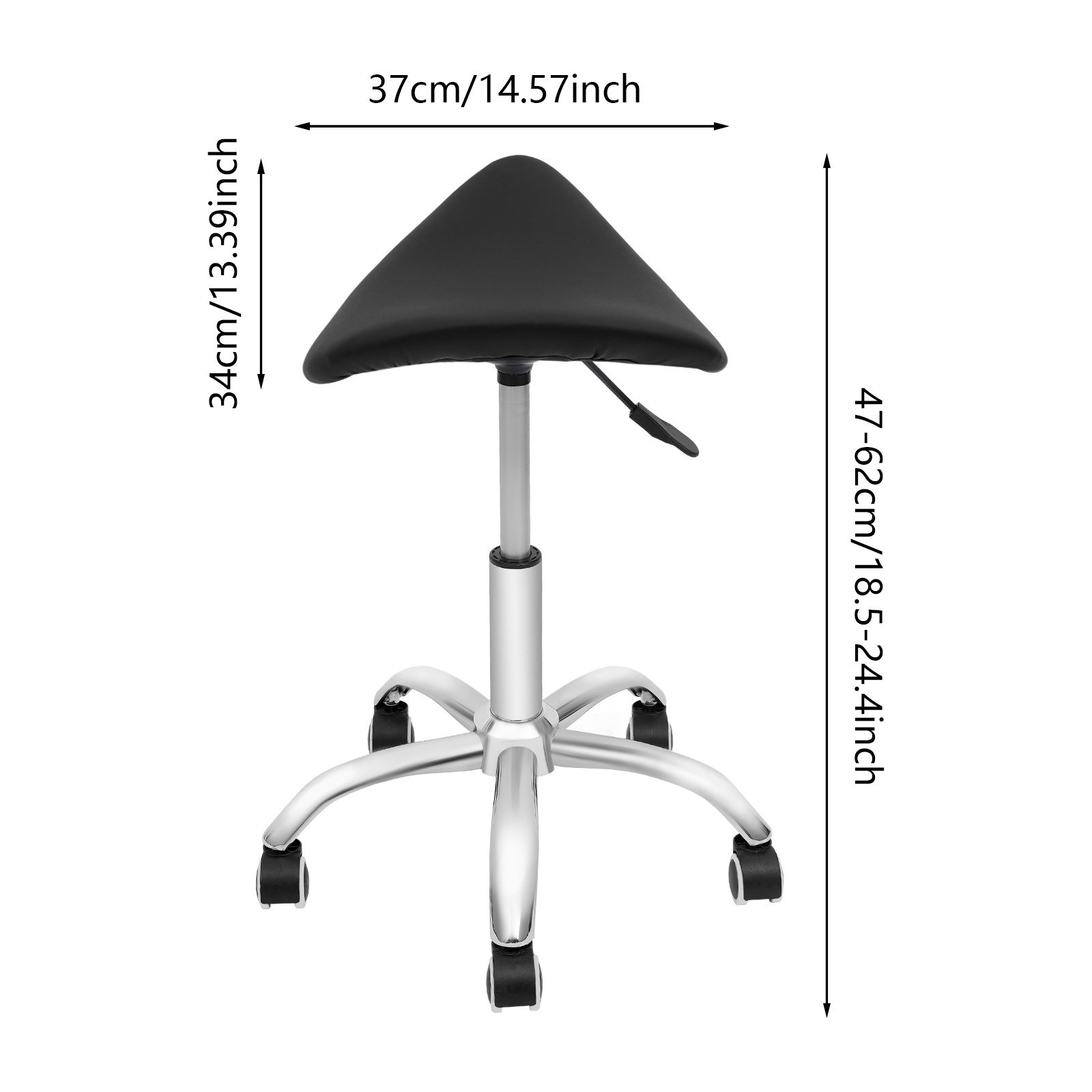 Black Gardening Work Stool, Seat With Wheels, Easy To Move For Room, Rotatable Styling Chair