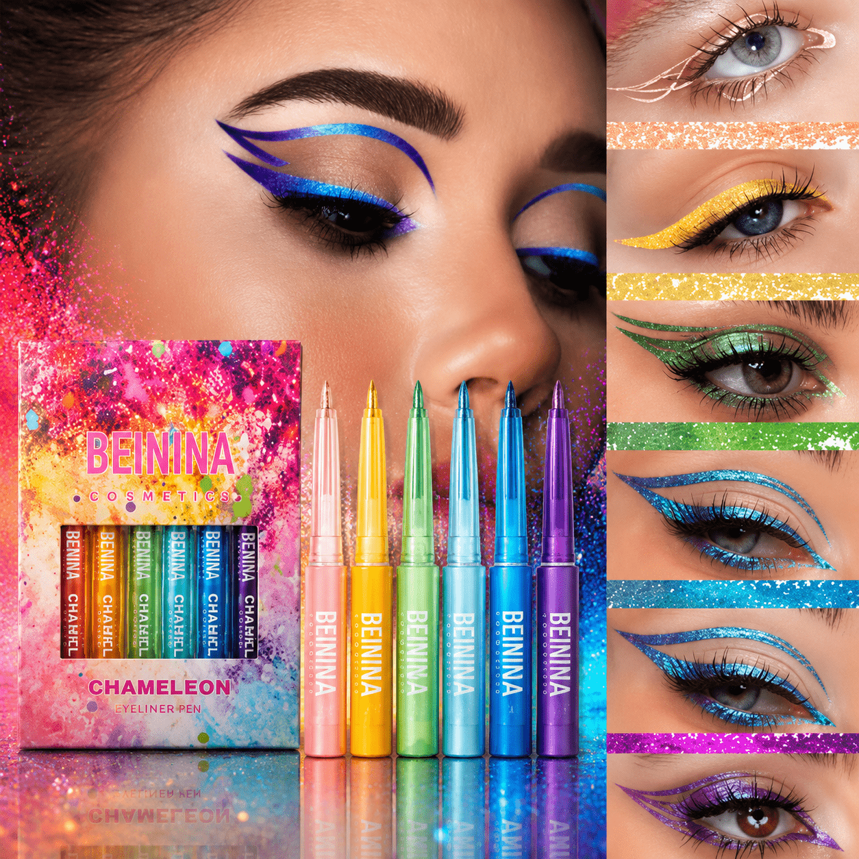 TEMU 6 piezas de lápices de de ojos impermeables, delineador de ojos colorido para regalos de maquillaje neón, varios looks especiales para y como