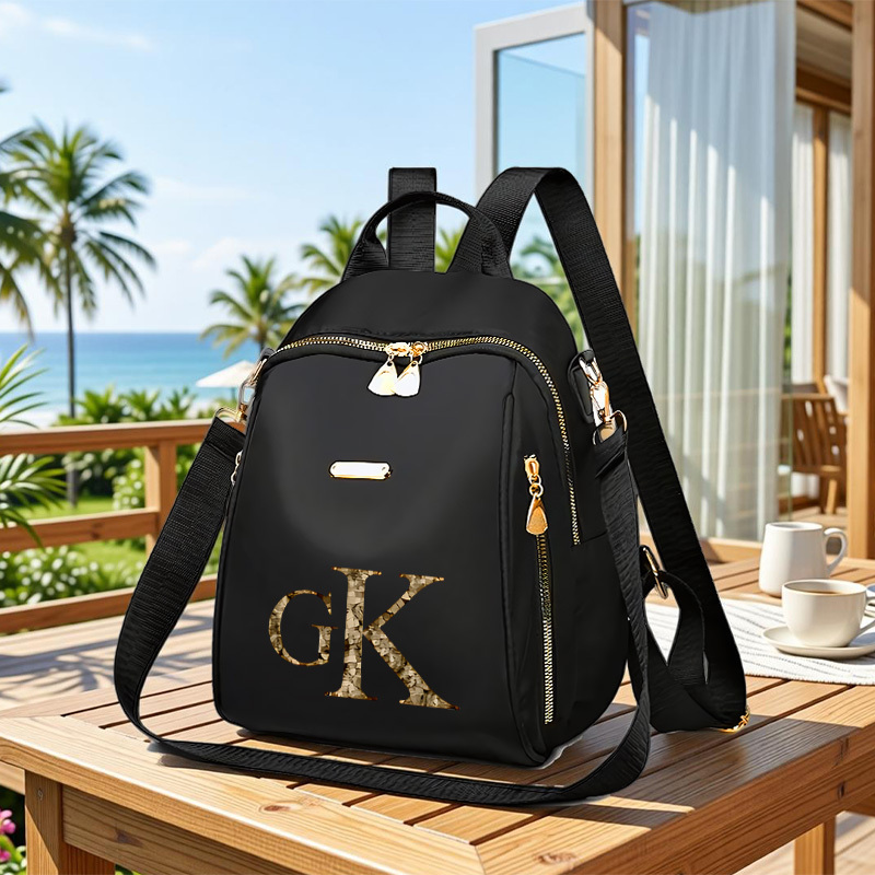 TEMU 1pc Gk Printed Casual Backpack, Stylish Women's Backpack, Lightweight Commuter Shoulder Bag, Adjustable Shoulder Strap, Multiple Compartments,