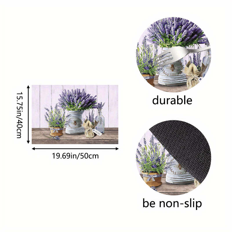 TEMU 1pc Colorful Floral Print Soft Absorbent Kitchen Counter Drying Mat With Non-slip Rubber Backing - Quick-dry Stain-hiding Polyester Mat For