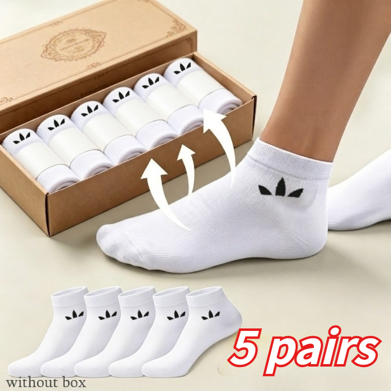 TEMU 5-pair Breathable Unisex Socks – Lightweight Travel Essential, / Socks, Moisture-wicking Seamless Design Solid Color Casual Sports Socks, Random