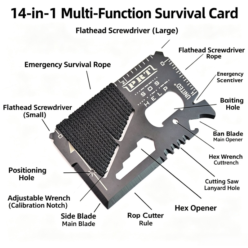 2pcs Portable Multi-Functional Survival Tool Card