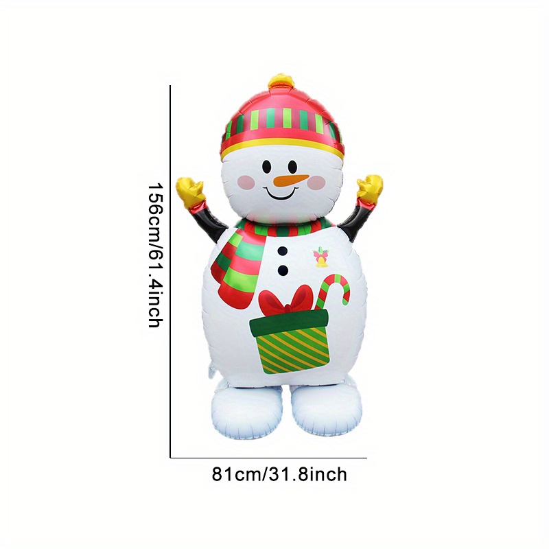 Image of 1pc Standing Base Red Hat Snowman Balloon, Christmas Party Atmosphere Decoration, Window Display Decor, Indoor And Outdoor Photo Prop