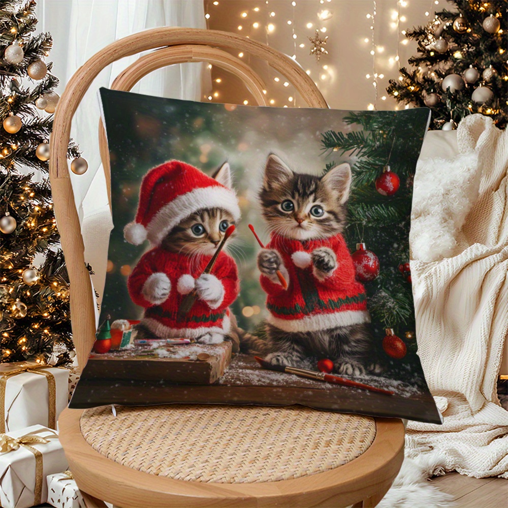 

1pc Christmas , 18x18 , , , Contemporary , , Washable, For Sofa, Bed, Car, Decor