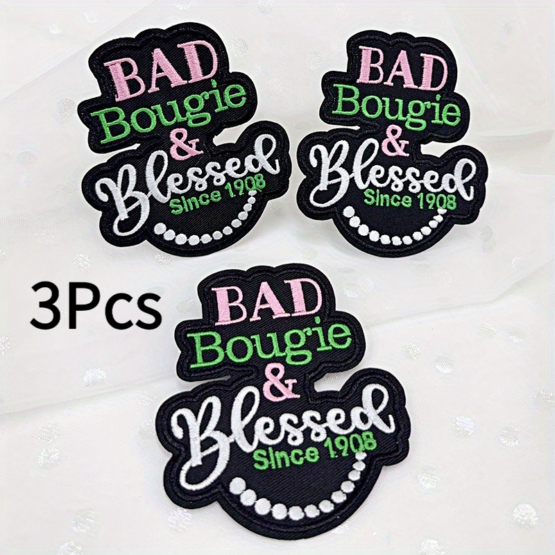 TEMU Set Of 3 Rust Patches, Ideal For Trucker Hats, Denim, Coats, And Bags - Bad Bougie And Blessed Since 1908 Decorative Rust Design, Colorful Retro-style Patch, Easy To Apply, Long-lasting Material