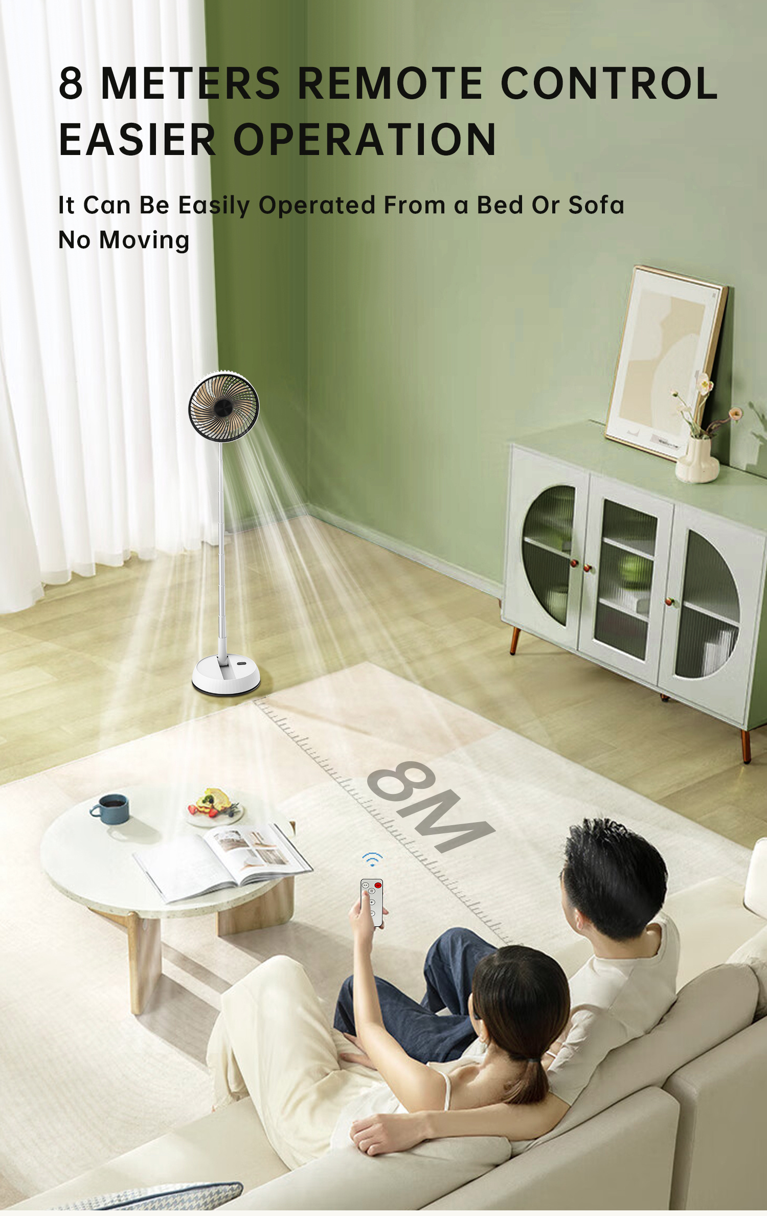 Remote Control Retractable Folding Vertical Fan USB Outdoor Camping Convenient Fan 180° And 90° Shaking 8-Inch Desktop Fan