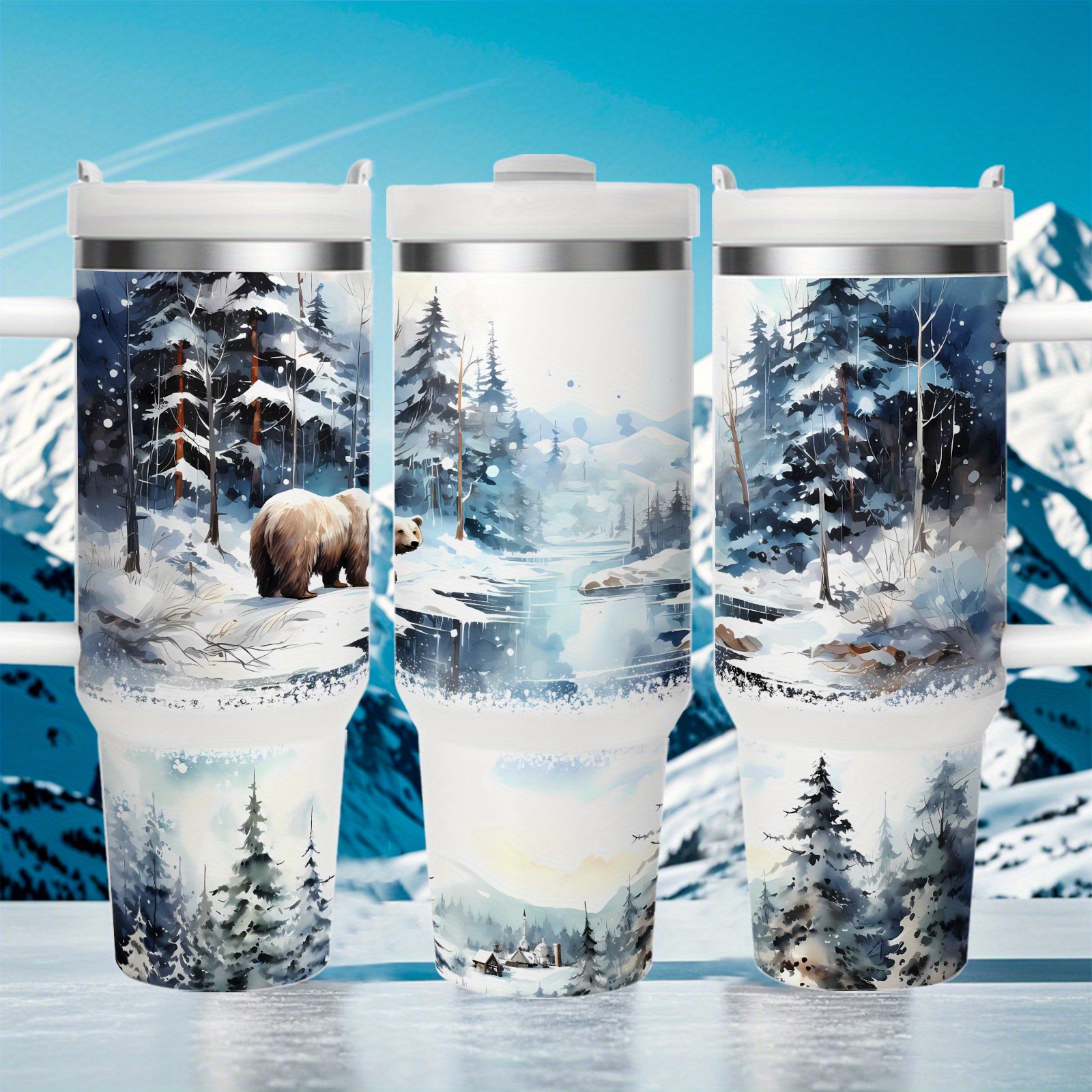 

[1pc 40oz Bear Insulated Mug] 40oz Bear Insulated , 304 Steel, Bpa-free, For 24 & For 12 , For &