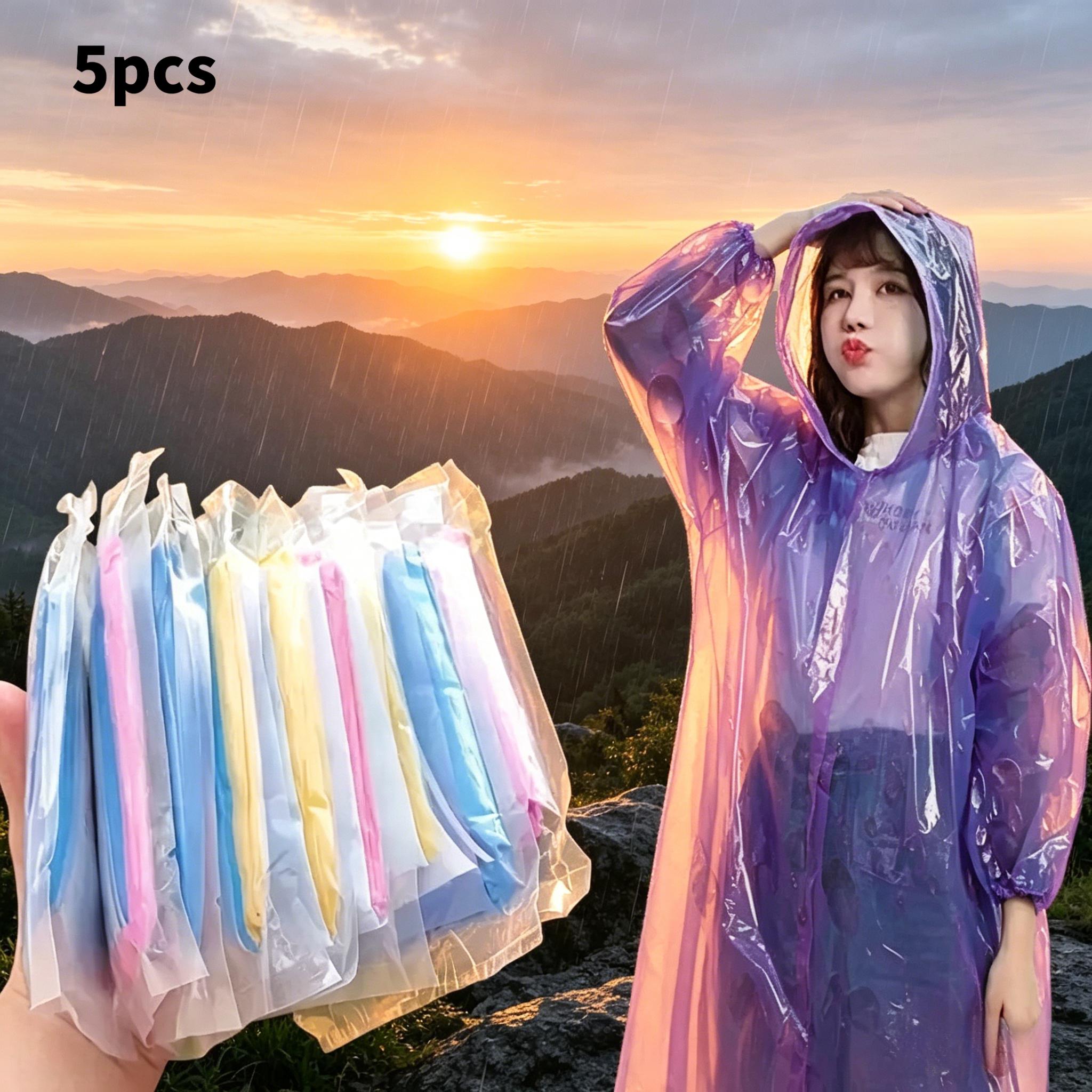 TEMU 5/10 Unidades de Ponchos Impermeables Compresibles Desechables, Material PE Impermeable para Adultos, Equipo de Emergencia para Lluvia, Diseño ,
