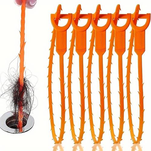 makeyed 5pcs heavy duty drain snake with flexible coil instant clog remover suitable for showers sinks bathtubs durable plastic pipe for hair dirt blockages quick unclog for bathtub drain snake kit