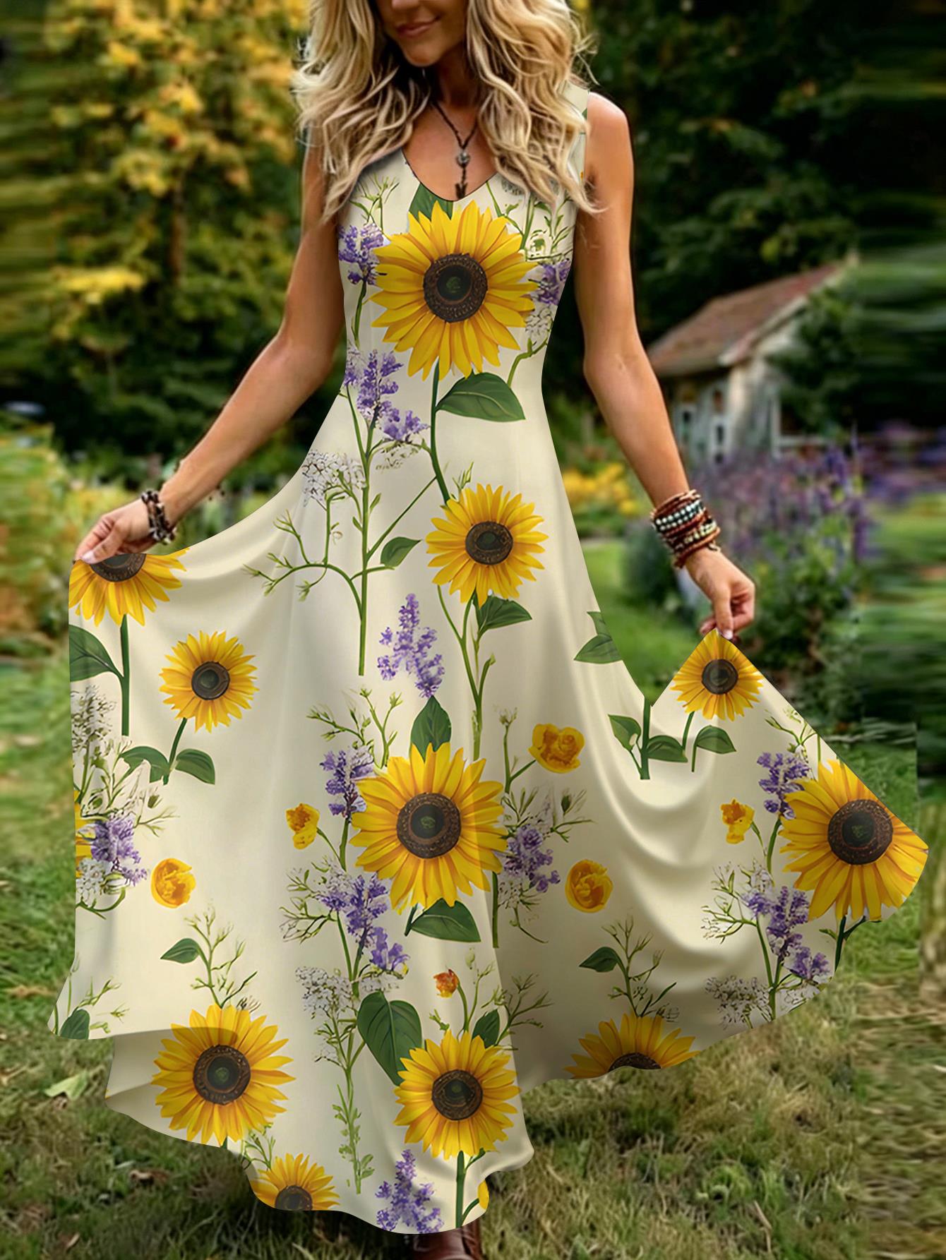 flowy sunflower dress Sunflower Dress Women