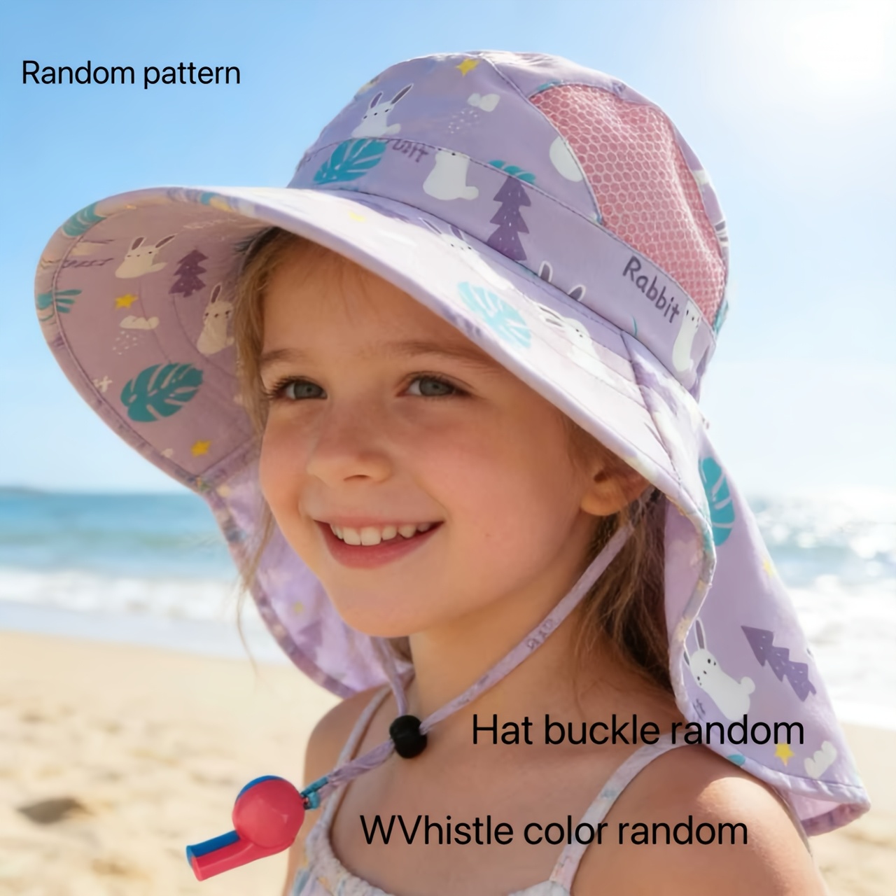 Image of Hat With Wide Brim & Adjustable Strap - Lightweight Breathable Mesh & Outdoor Beach Hat, Suitable For Hiking, Fishing, Summer, Multicolor Cartoon
