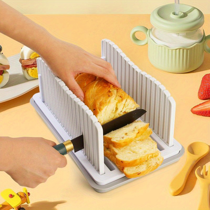 adjustable manual bread slicer foldable cake cutter   kitchen baking no electricity needed tool for perfect   details 2