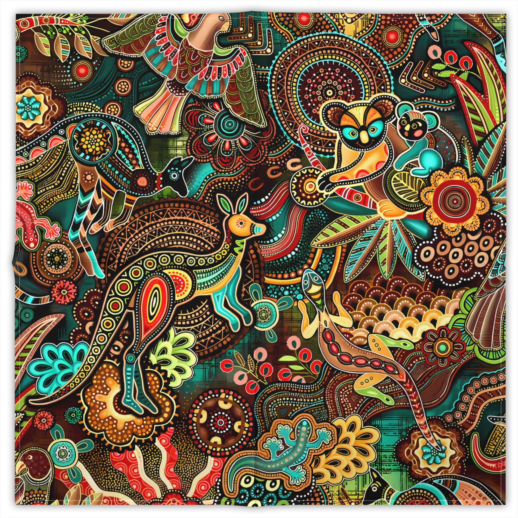 TEMU 2d Print Design 2d Print Design Australian Animals Dot Folk Style Unisex Print Bandana Hip Hop Street Handkerchief Outdoor Stylish Scarf For