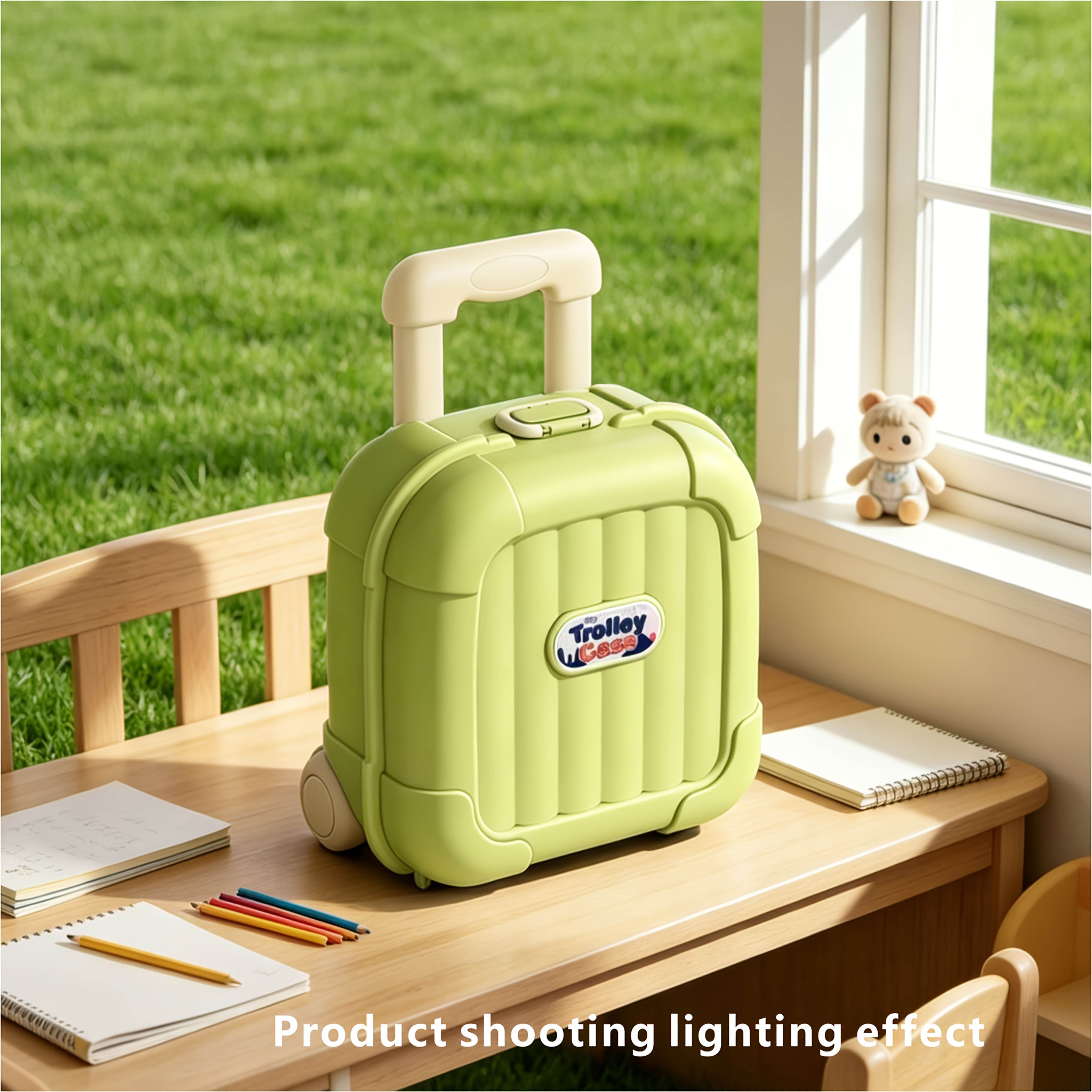 TEMU Cartoon Mini Suitcase Storage Box, Cute Portable Organizer With Telescopic Pull Handle, Lightweight Carry-on Style Gift Box For Small, Party