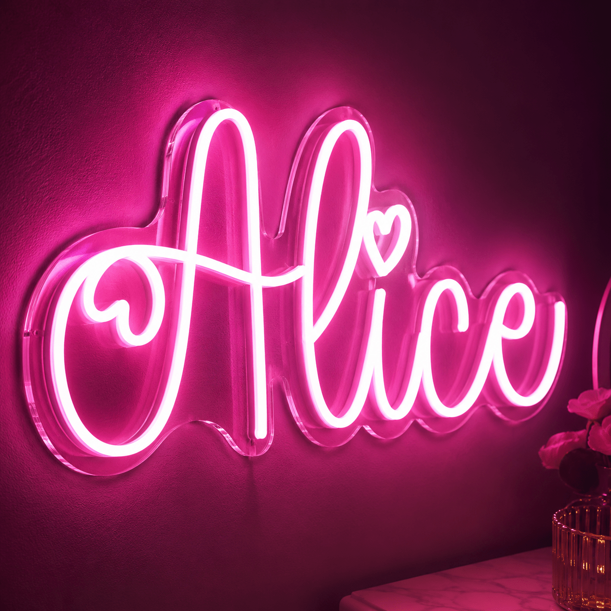 TEMU Enseigne Néon Personnalisée avec Nom et Cœur, Lumière LED Néon, Multiples Tailles et Couleurs, Alimentation USB, Décoration Murale pour Chambre,