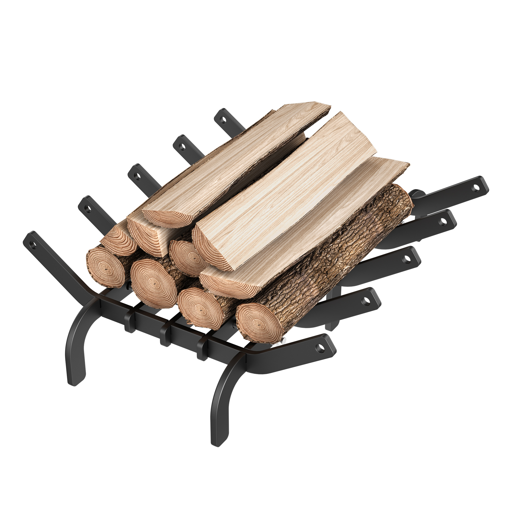 Image of A Metal Firewood Holder For The Fireplace, Featuring A Grate With Legs, Suitable For Indoor And Use, Measuring 42x30cm