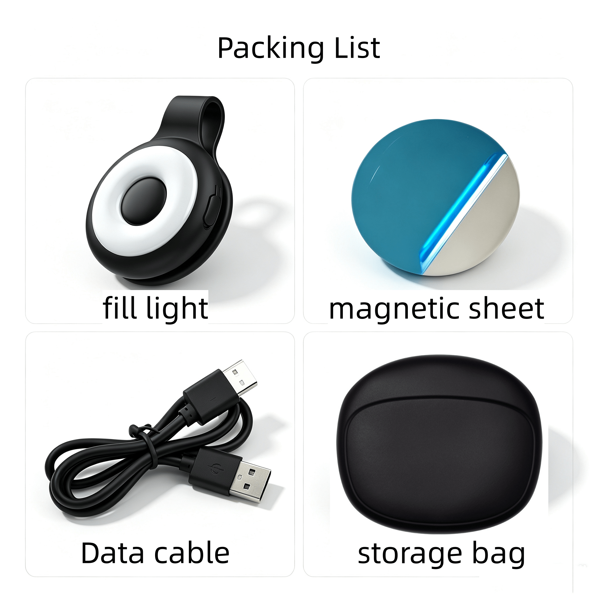 TEMU Mini Portable With Storage Bag, Magnetic Clip-on Selfie Light, Usb-c Rechargeable Adjustable Brightness Camera Light For Iphone, Android, Video