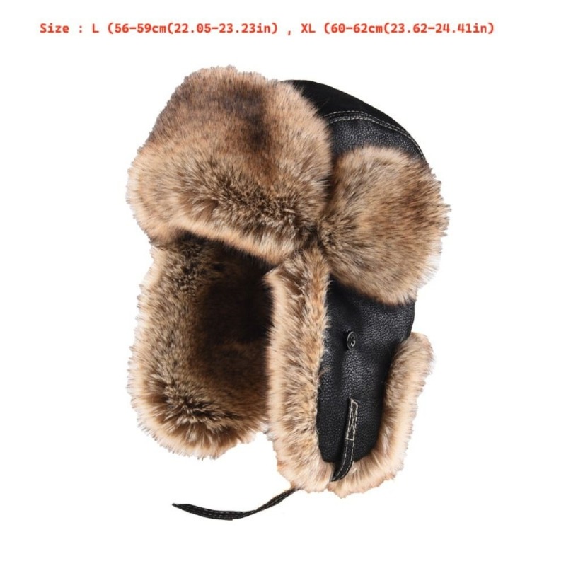 Faux Leather Winter Trapper Hat Snow Cap with Ear Flap for Men
