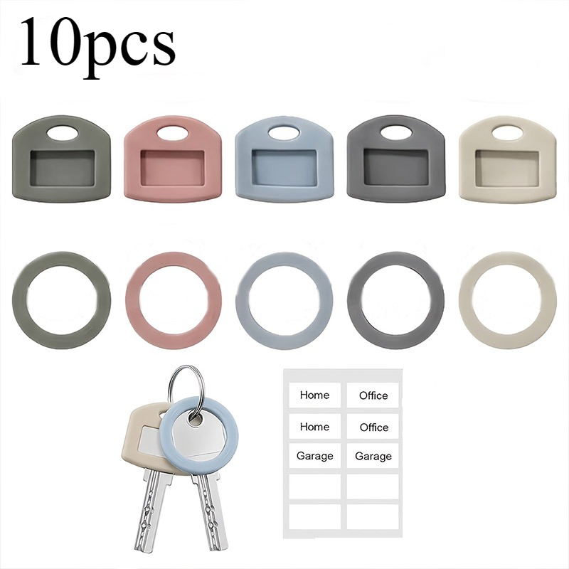TEMU Lot de 10 embouts de clé en de couleur aléatoire avec étiquettes porte-clés - Code couleur, convient , , de maison, protège-têtes de clé, pour