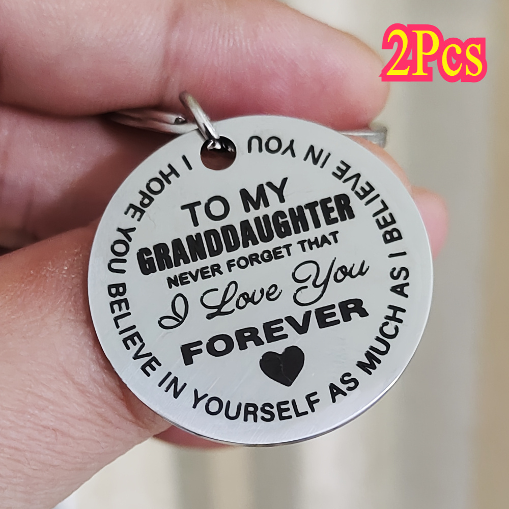 

2pcs Stainless Steel Keychains With "" Engraving - Perfect Gift For Granddaughter From Grandparents, Ideal For Birthdays, Christmas, Graduation