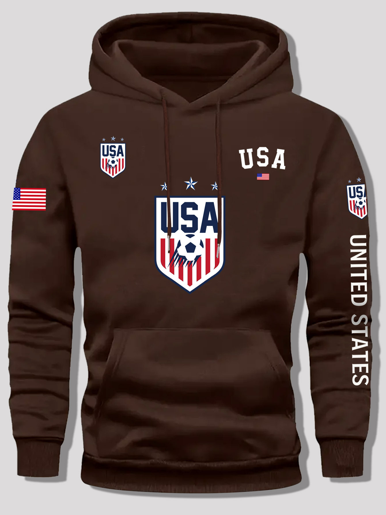 美国美国盾牌运动足球图案印花男士时尚休闲连帽衫连帽抓绒卫衣运动足球图案，美国国旗图案印花男女秋冬长袖夹克带帽套装学生情侣-, image size:800x1066