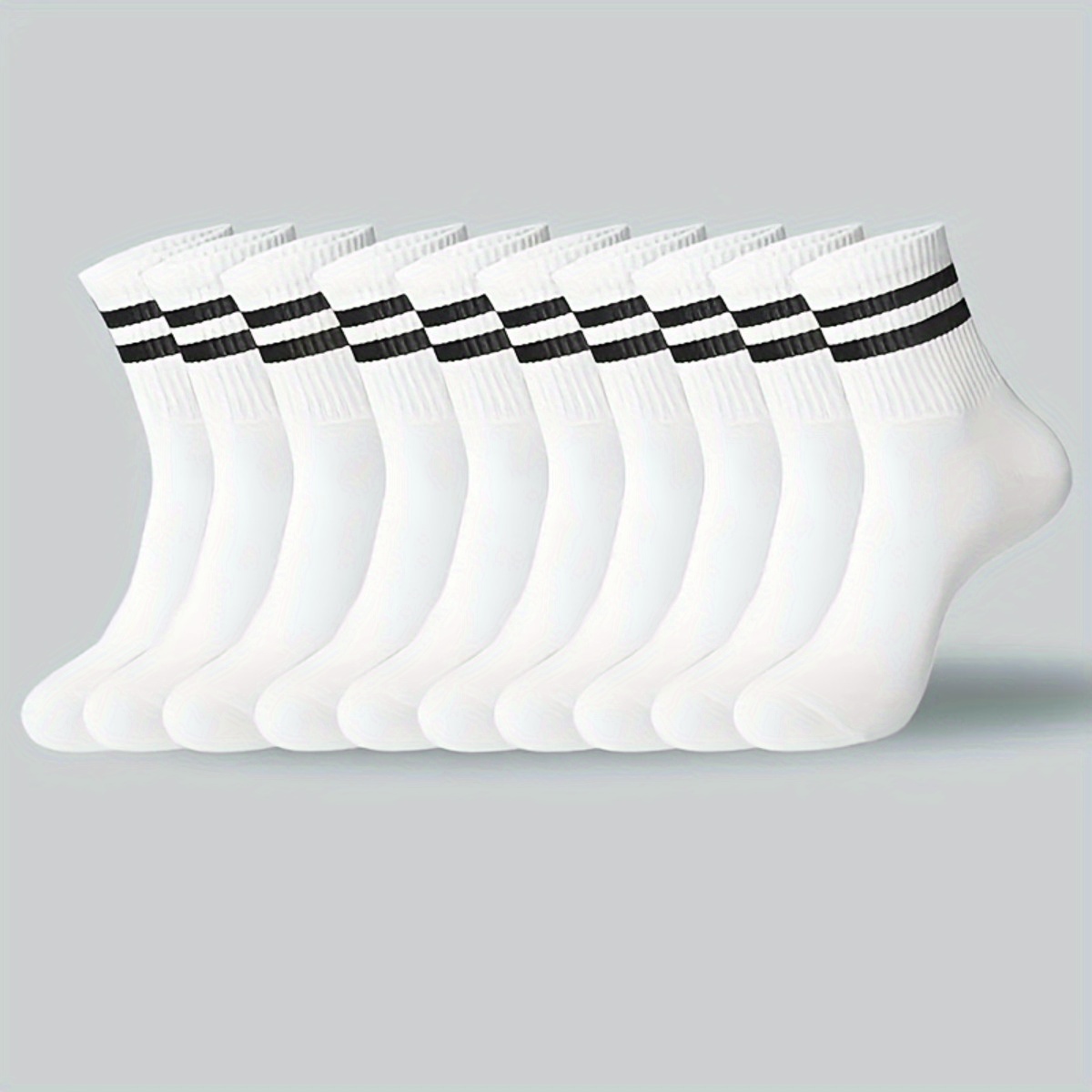 10 pairs of striped stockings, suitable for men and women - versatile socks for casual sports