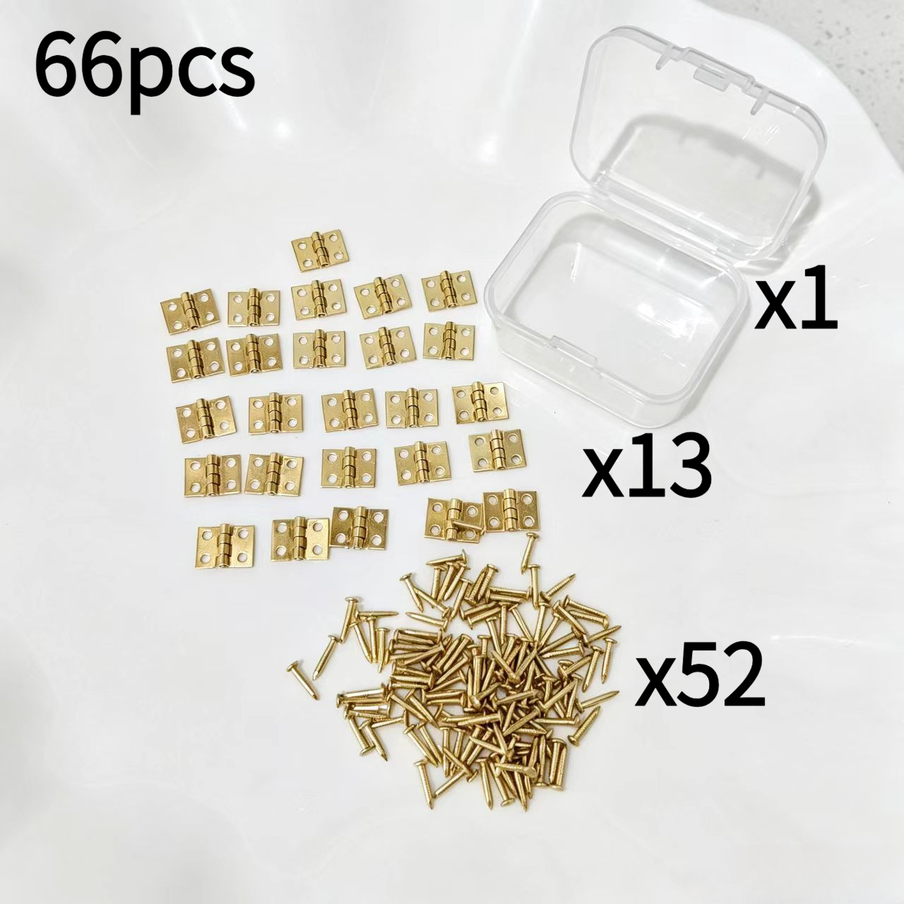 TEMU Jeu de 66 pièces de quincaillerie , mini charnières plates pliantes électroplaquées, petite boîte à bijoux décorative en bois, charnières de