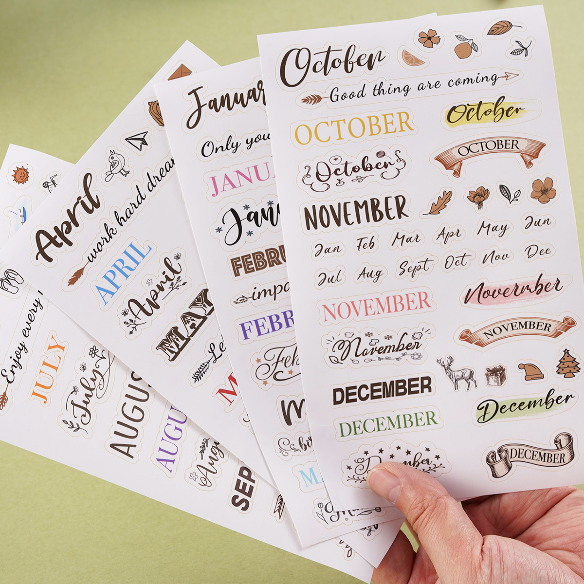Image of 133 Stickers/4 Sheets - Monthly Planning Stickers, Aesthetic Calendar, Creative Journal Stickers, Aesthetic Calendar, For Calendar Paper Book Decorative Accessories, Scrapbooking, Planner Stickers
