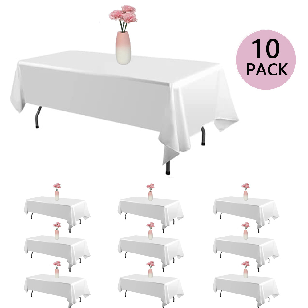 TEMU Set Of 10 Rectangular Table Covers In White, Measuring 60x102 Inches, Made From And Wrinkle-free Fabric, Reusable, Ideal For Kitchens, Dining