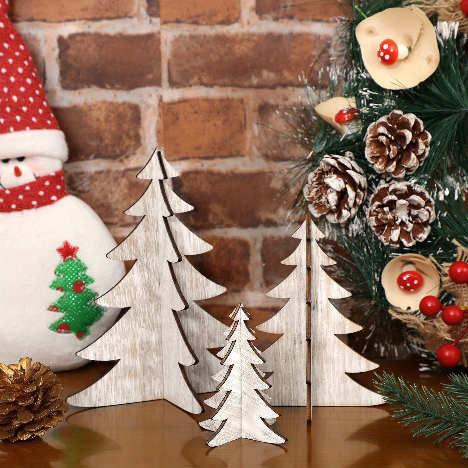 

6pcs Wooden Christmas Tree - 3d Wood Decorations For , Decor For Christmas, , New , 's Day - No Needed