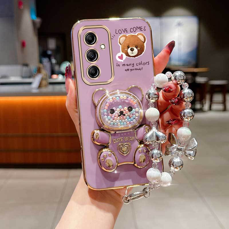 TEMU Phone Case: A26 5g Series Pearl Strap Lanyard Phone Holder Case For Compatible With Galaxy A26 5g Plating Cover And Shockproof Doll Cute Love