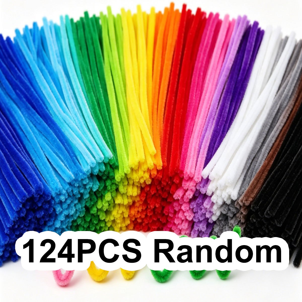 Image of 124pcs Random Color Chenille Stems, Soft Flexible Pipe Cleaners Bulk - Craft Supplies For Handmade Flowers, Animals, Party Decorations, Scrapbooking, Gift Wrapping & All-year Festive Crafts Zsy