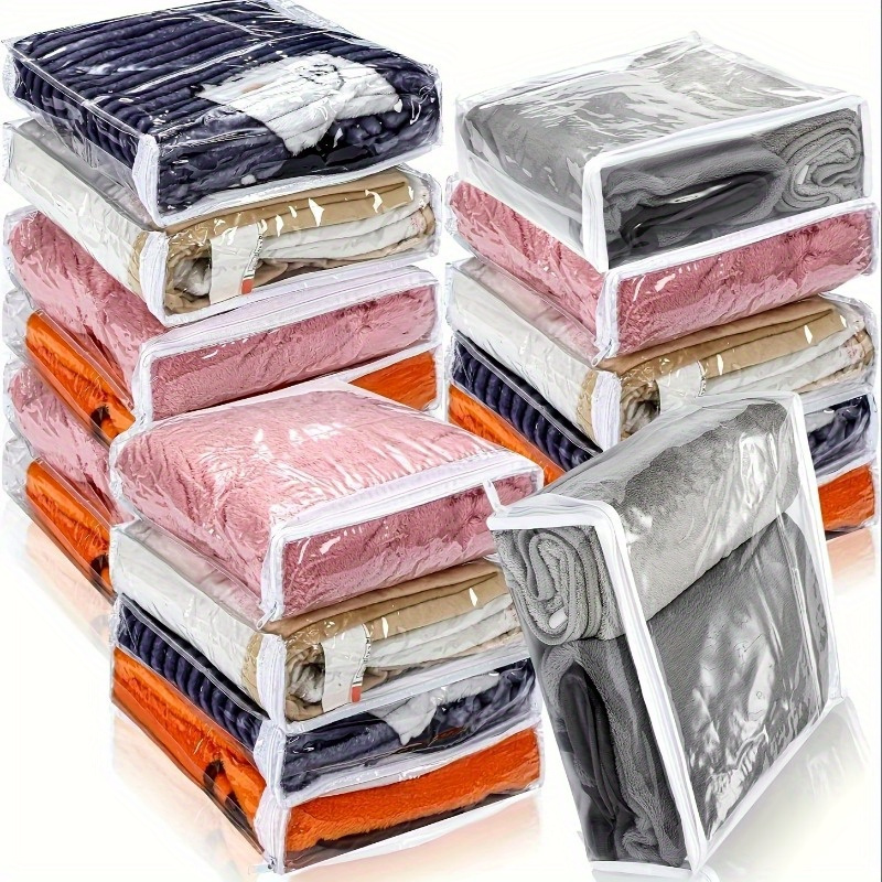 

10-pack Pvc Storage Bags With Clear Window And Sturdy Zipper - Moisture-proof, Foldable Organizers For Clothes, Blankets, Bedding - Space-saving Solution, Storage & Organization For Home & Garage