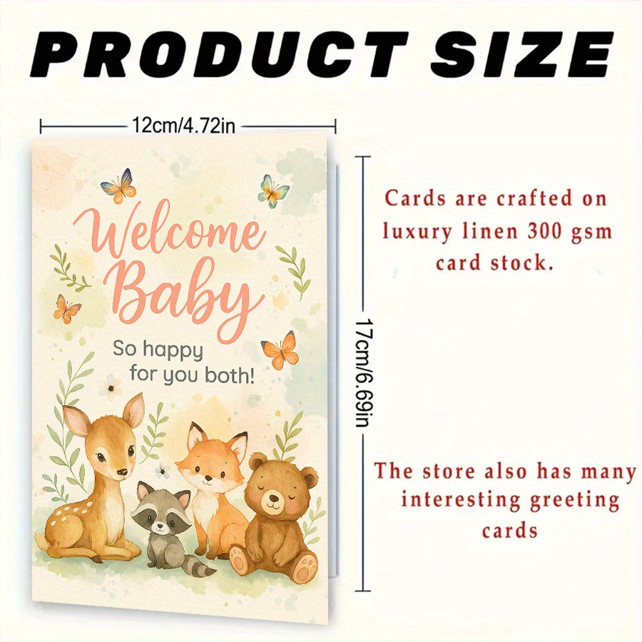 Welcome Baby Card with Cute Forest Animals