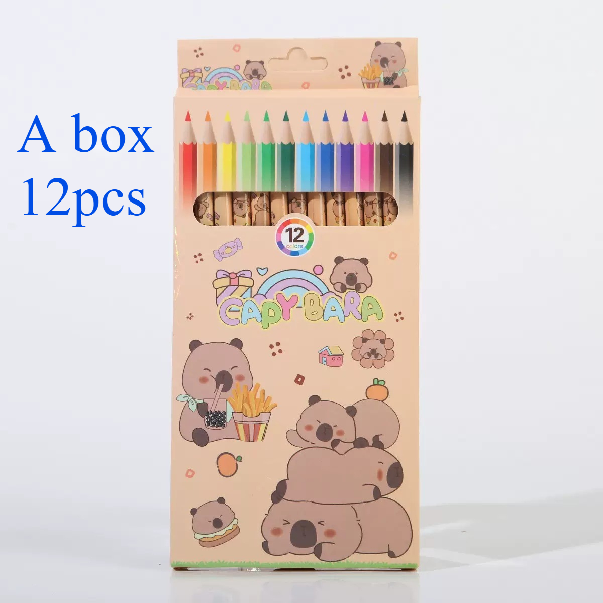Image of 12pcs By Capybara Capybara Wooden Colored Pens, Suitable For Painting, Daily Use, Office Work, Holiday Parties, Back-to-, Carnivals, Ramadan Festival, Birthday, Perfect Gifts