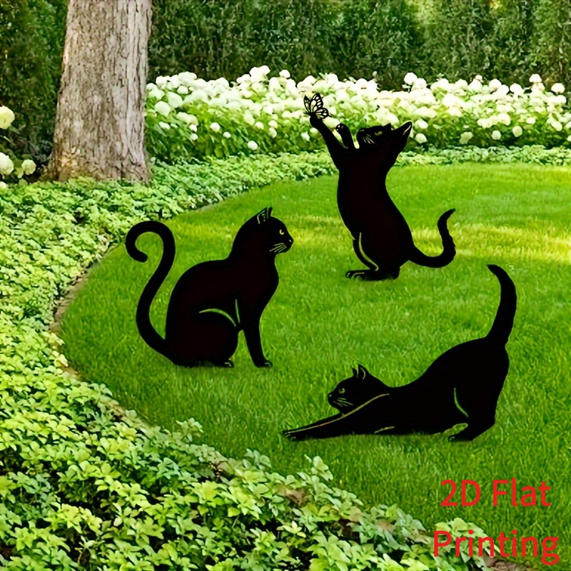 E-shop 2D Flat - 2D-Druck Design, Charmantes Acryl Garten Schild mit schwarzer Katze - Moderne Tierdeko für den Außenbereich, Geeignet für Zuhause und