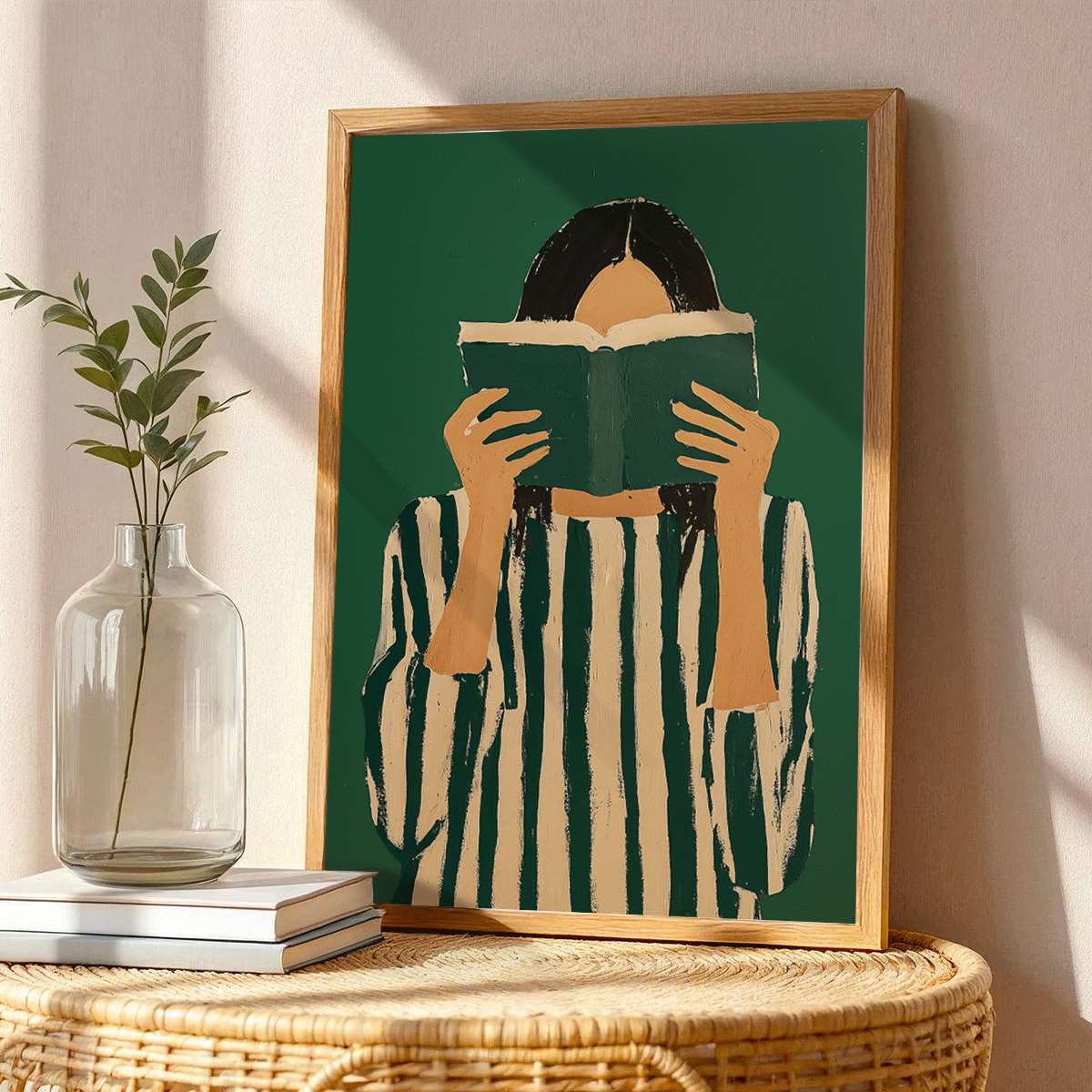 TEMU 2d Flat, 2d Flat, 1pc Artwork Featuring A Reading Woman, Designed With , Wall Decoration. Unframed Canvas Prints Are Ideal For Enhancing The