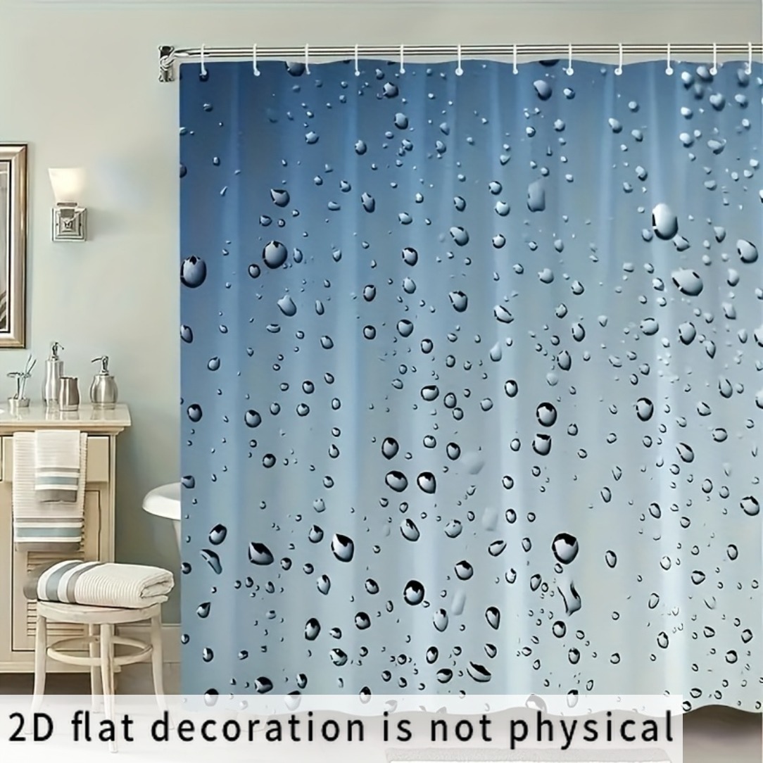 TEMU 2d Flat, 2d Curtain, 1pc, Modern Minimalist Themed Pattern Shower Curtain With Transparent Print, Ideal For Home And Hotel Bathrooms And Rooms,