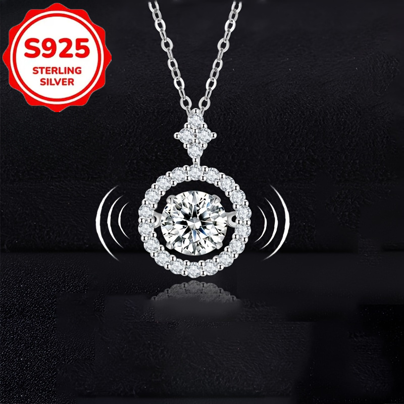 Women's S925 Sterling Silver Heartbeat Pendant Necklace