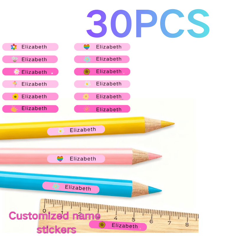 TEMU Pegatinas personalizadas con rosa para - Patrones florales, papel sintético de PP, tamaño y resistentes al desgarro, artículos de papelería para