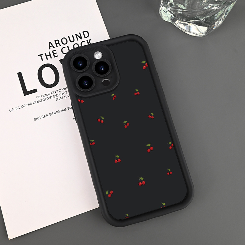 TEMU Brand Phone Case With A Sense Of , Cherries Pattern, Suitable For Iphone16 15 14 13 12 11 Pro 8 7se2 Se3 Xs Xr