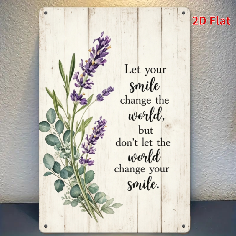 TEMU 2d Flat - [2dflat]1pc- 20x30cm- Let Watercolor Metal Tin Sign Floral Inspirational Bedroom Entryway Wall Decor Sign