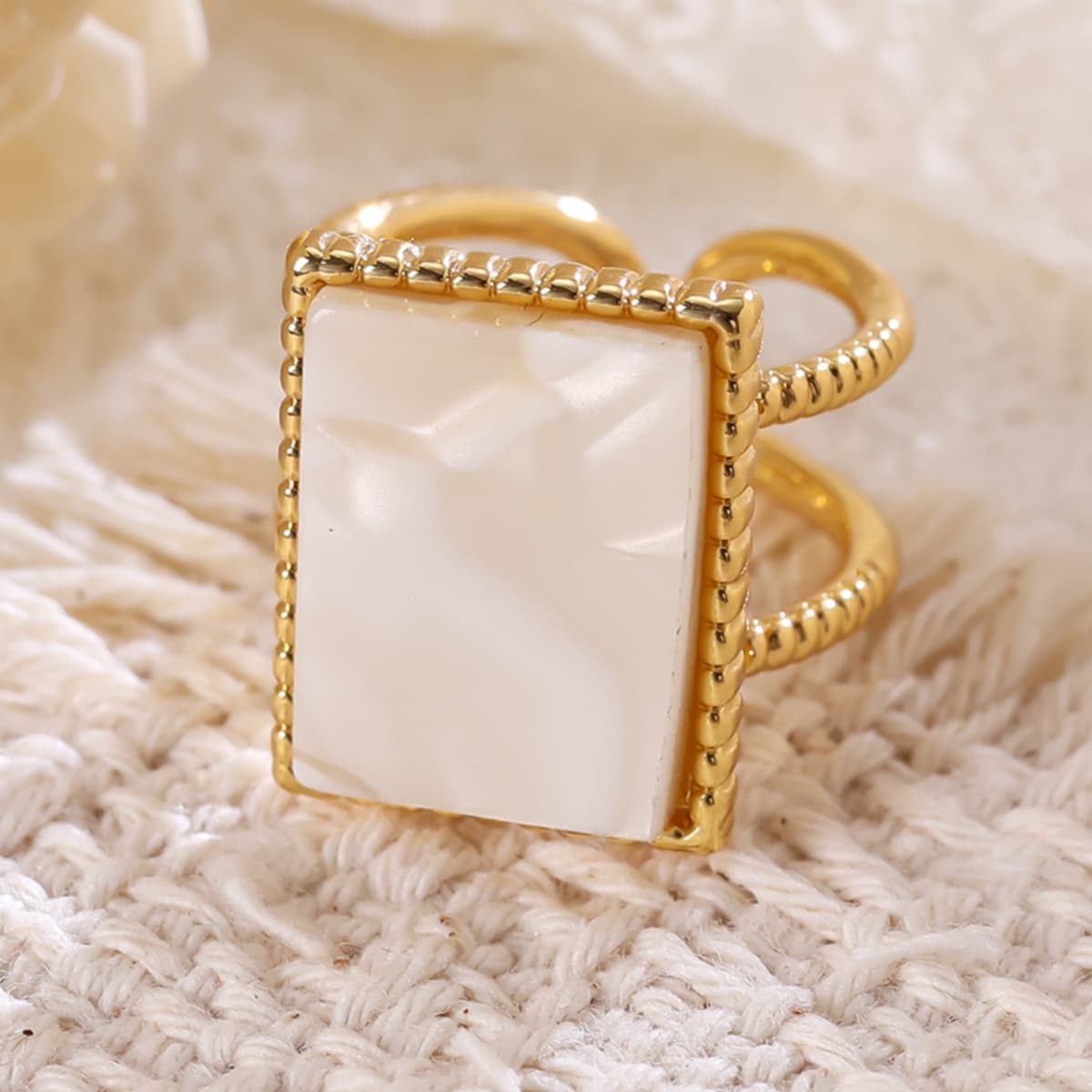 Minimalist Copper Geometric Square Adjustable Open Ring