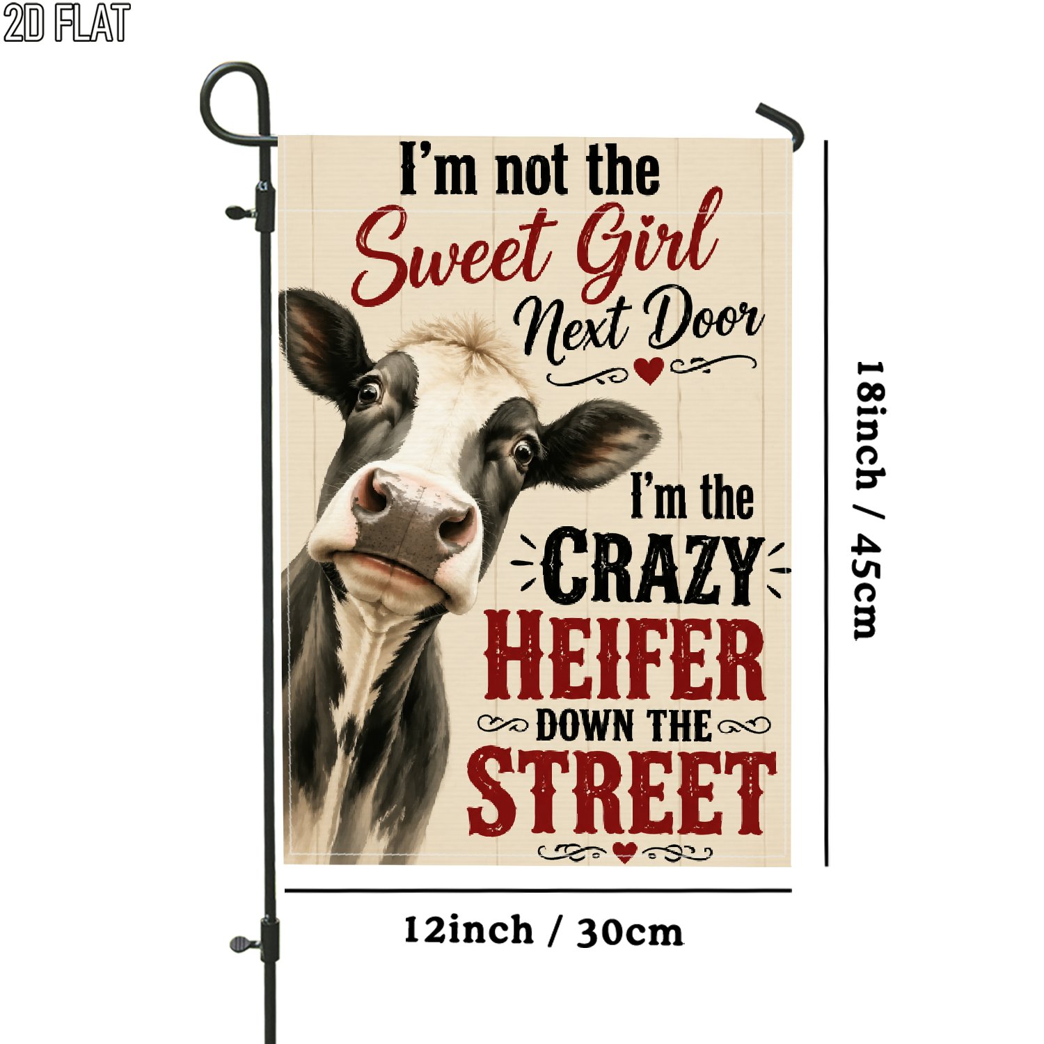 TEMU 2d Flat - 2d Flat - 2d Flat 1pc Outdoor Garden Flag Funny Cow Rustic Farmhouse Beige -sided Flag Porch Decoration For Garden Outside Yard